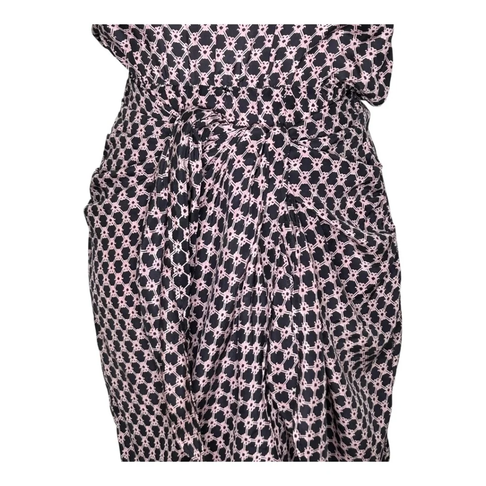 Isabel Marant Silk Tie Front Mini Dress Pink and Blue Pattern Size 38 Medium - Picture 6 of 8